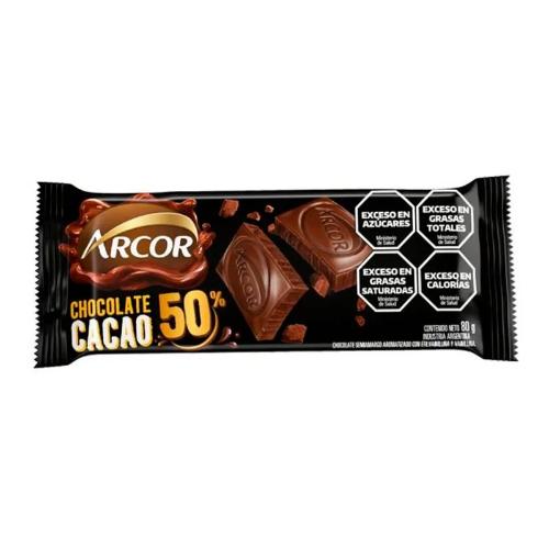 ARCOR TABLETA CHOCOLATE 50% CACAO  *80 GR.