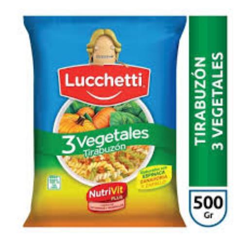 LUCCHETTI FIDEOS TIRABUZON 3 VEGETALES Nº28 *500 GR. UNI