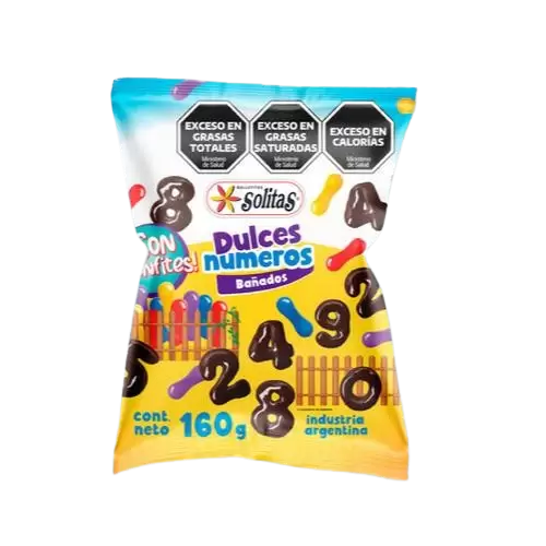 SOLITAS NUMEROS BAÑADOS C/CONFITES *160 GR. UNI